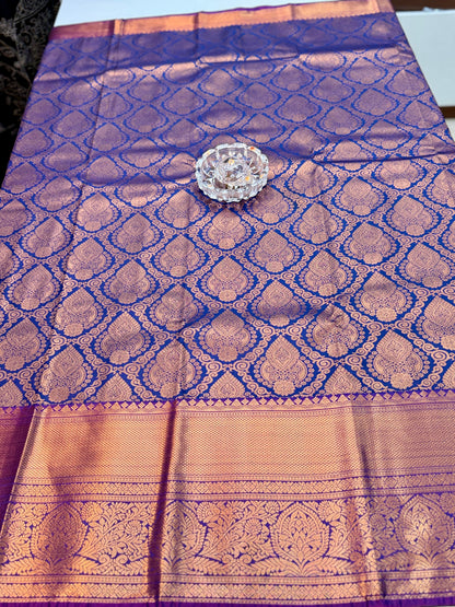 Bridal Kanchipuram Style Silk Saree with Rich Zari Border – Festive Wear