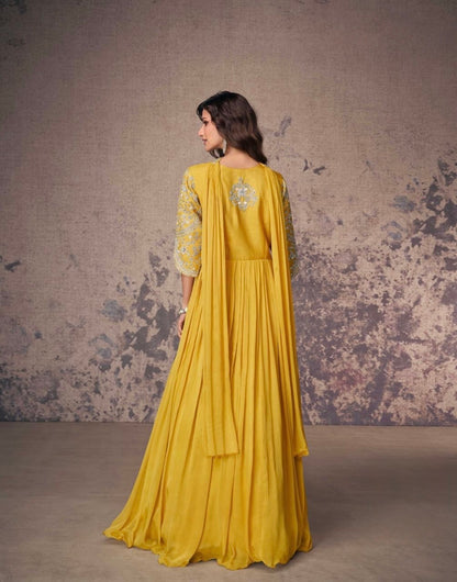 Real Chinon Silk Embroidered Kurta Set with Dupatta – Free Size Stitched Festive Wear for Women