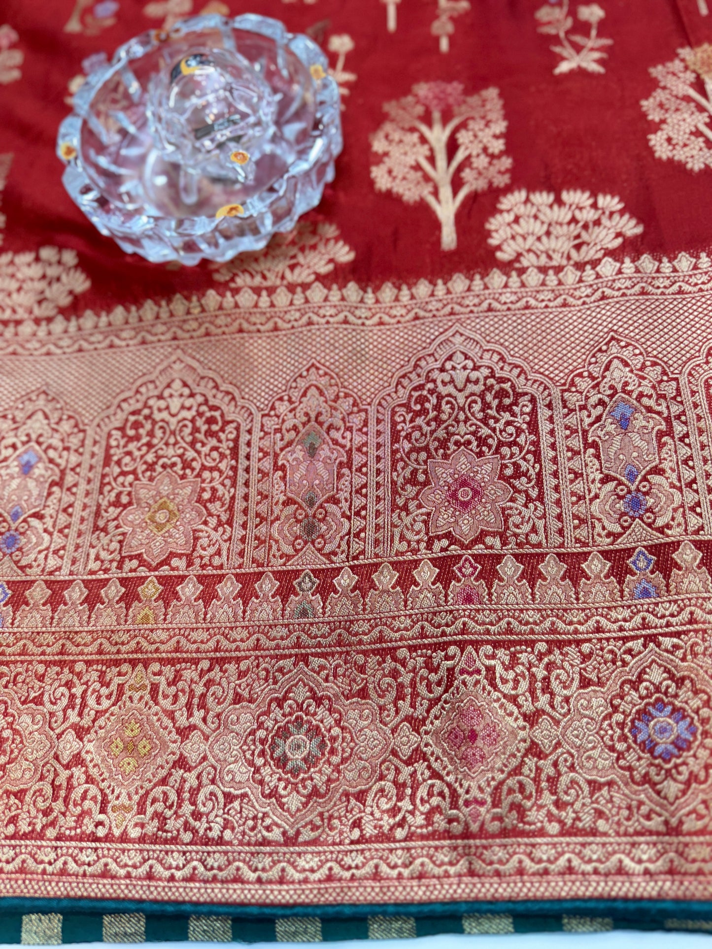 Soft Makhmal Silk Saree with 11-Shade Meenakari Weaving and Grand Pallu – Heritage Wedding Saree for Women