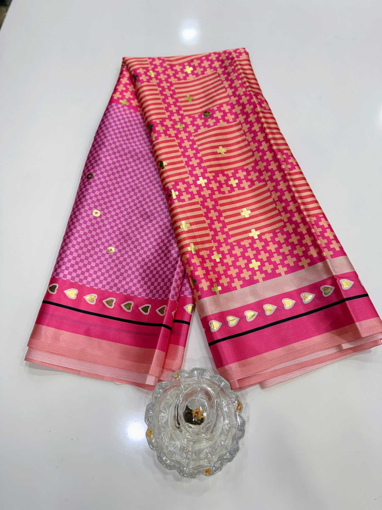 Japan satin saree for women with position print pallu and blouse, soft satin printed saree for festive and casual wear