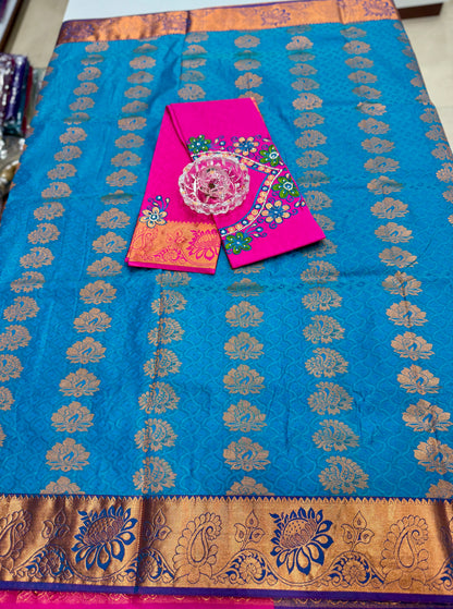 Soft Silk Saree with Cutwork and Stone Embellishments for Women