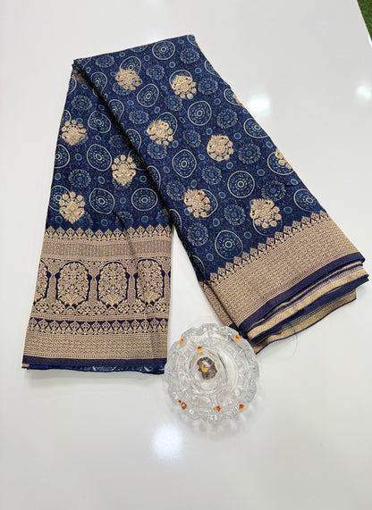 Pure Modal Silk Saree with Digital Print and Zari Border – Premium Festive Ethnic Saree for Women