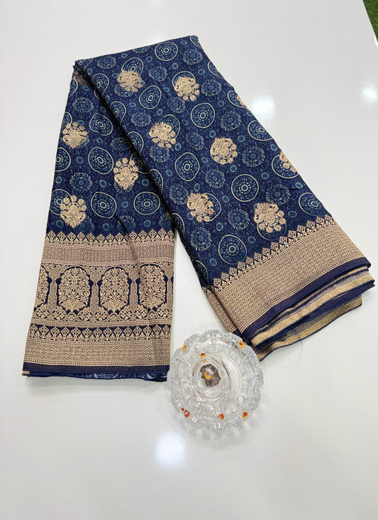 Pure Modal Silk Saree with Digital Print and Zari Border – Premium Festive Ethnic Saree for Women