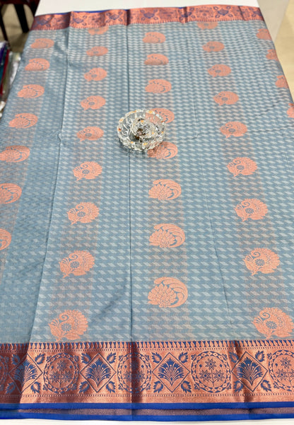 Butti Embossed Soft Silk Saree with Rich Pallu and Matching Blouse – Festive & Wedding Wear for Women