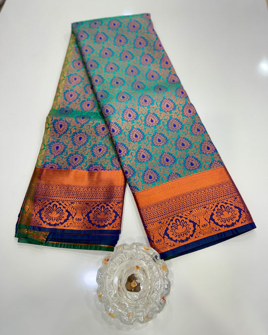 Bridal Soft Silk Saree with Jacquard Weaving & Contrast Border for Women