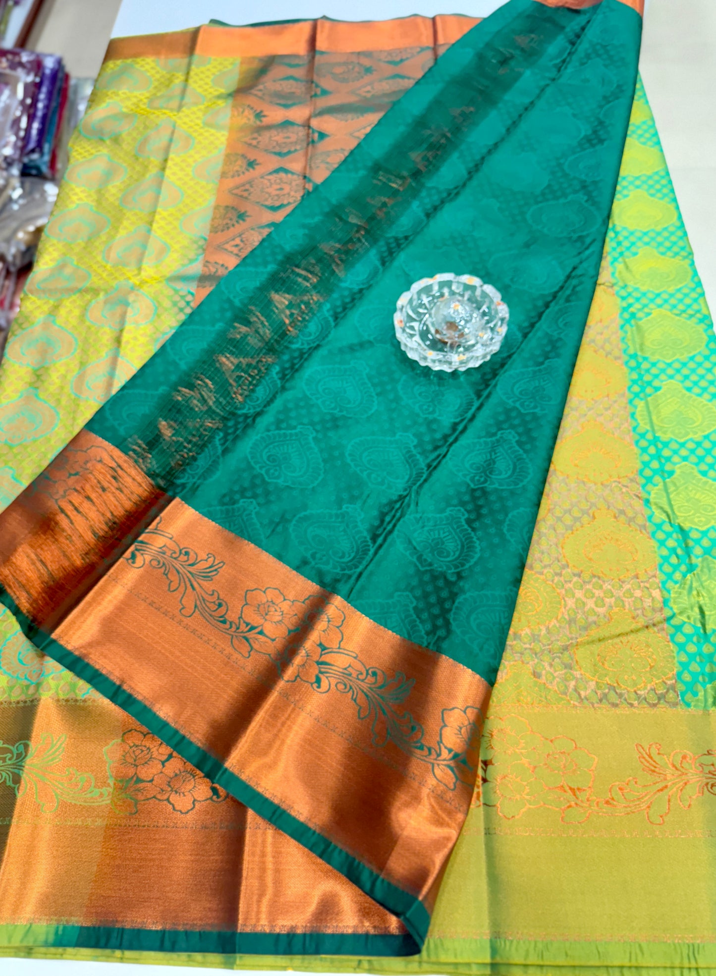 Bridal Soft Silk Saree with Jacquard Weaving & Contrast Border for Women