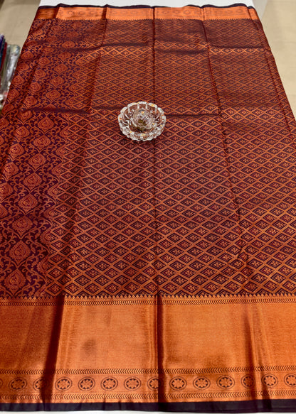 Bridal Soft Silk Saree with Jacquard Weaving & Contrast Border for Women