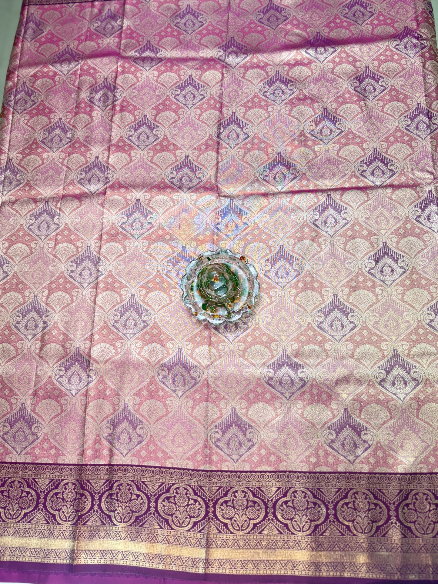 Tissue silk saree with rich zari weaving and contrast border for women