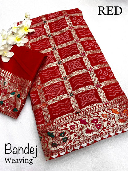 Meenakari Majesty : Bhandej Bliss - 10% Off and Free Shipping