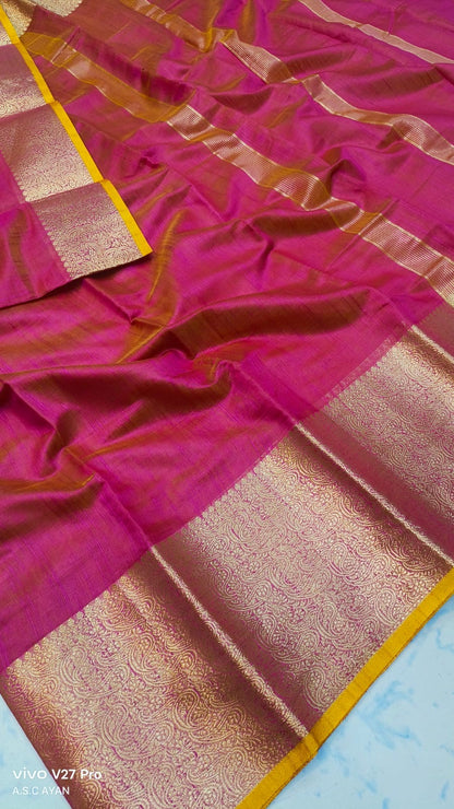 Luxurious Keshori Silk Sarees with Blouse Piece