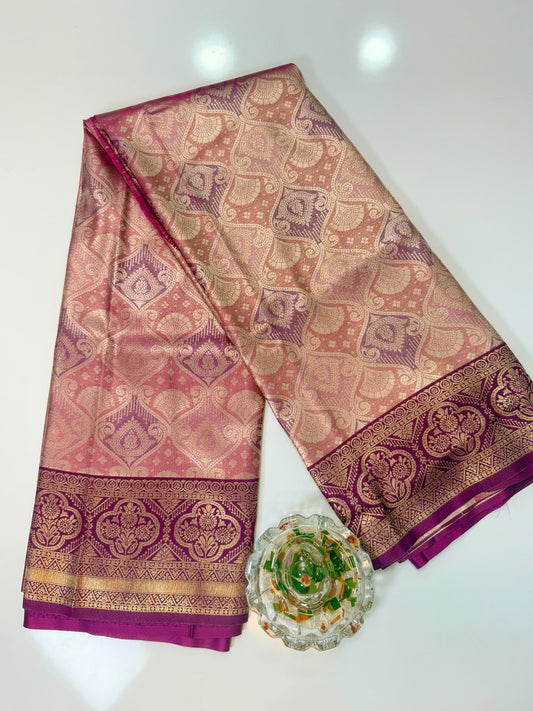 Tissue silk saree with rich zari weaving and contrast border for women