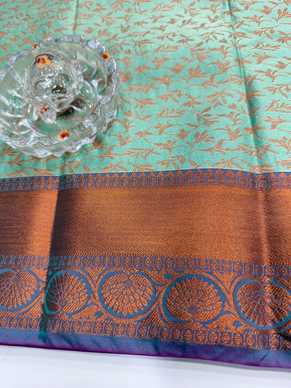 Soft Silk Saree with Samutrika Weaving and Contrast Zari Border for Women – Lightweight Festive Wear Saree