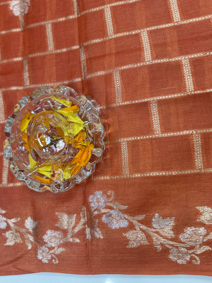 Pure Tussar Silk Jamdani Saree with Multicolor Zari Buta and Rich Pallu – Silk Mark Certified