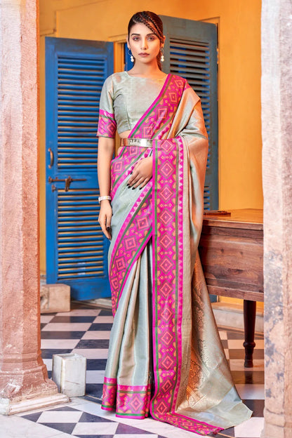 Fusion Pochampally Ikkat and Kanjivaram Silk Saree