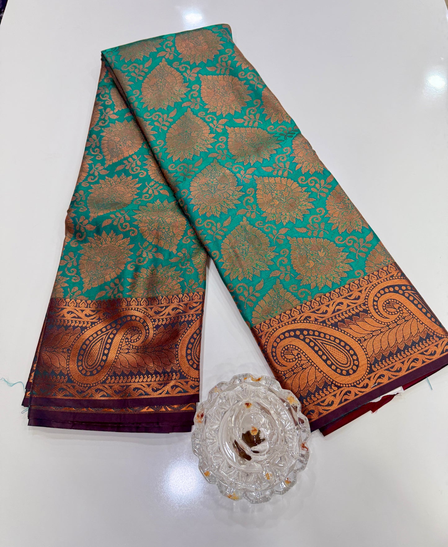 Bridal Soft Silk Saree with Jacquard Weaving & Contrast Border for Women