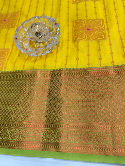 Dharmavaram Silk Saree with Intricate Meena Work and Blouse Piece for Women
