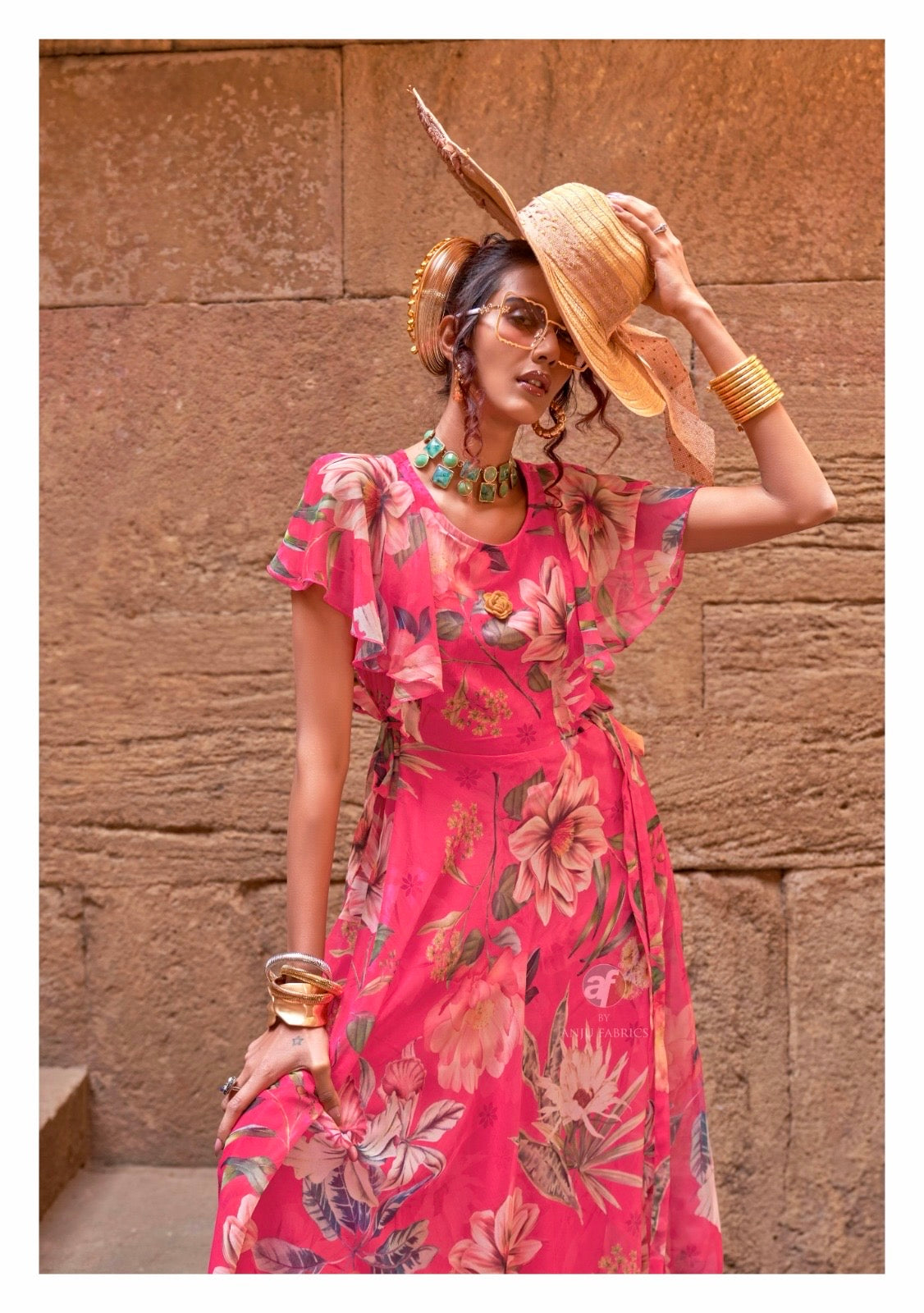 Premium Chiffon Floral One-Piece Dress – Women’s Summer Wear (L to 3XL)