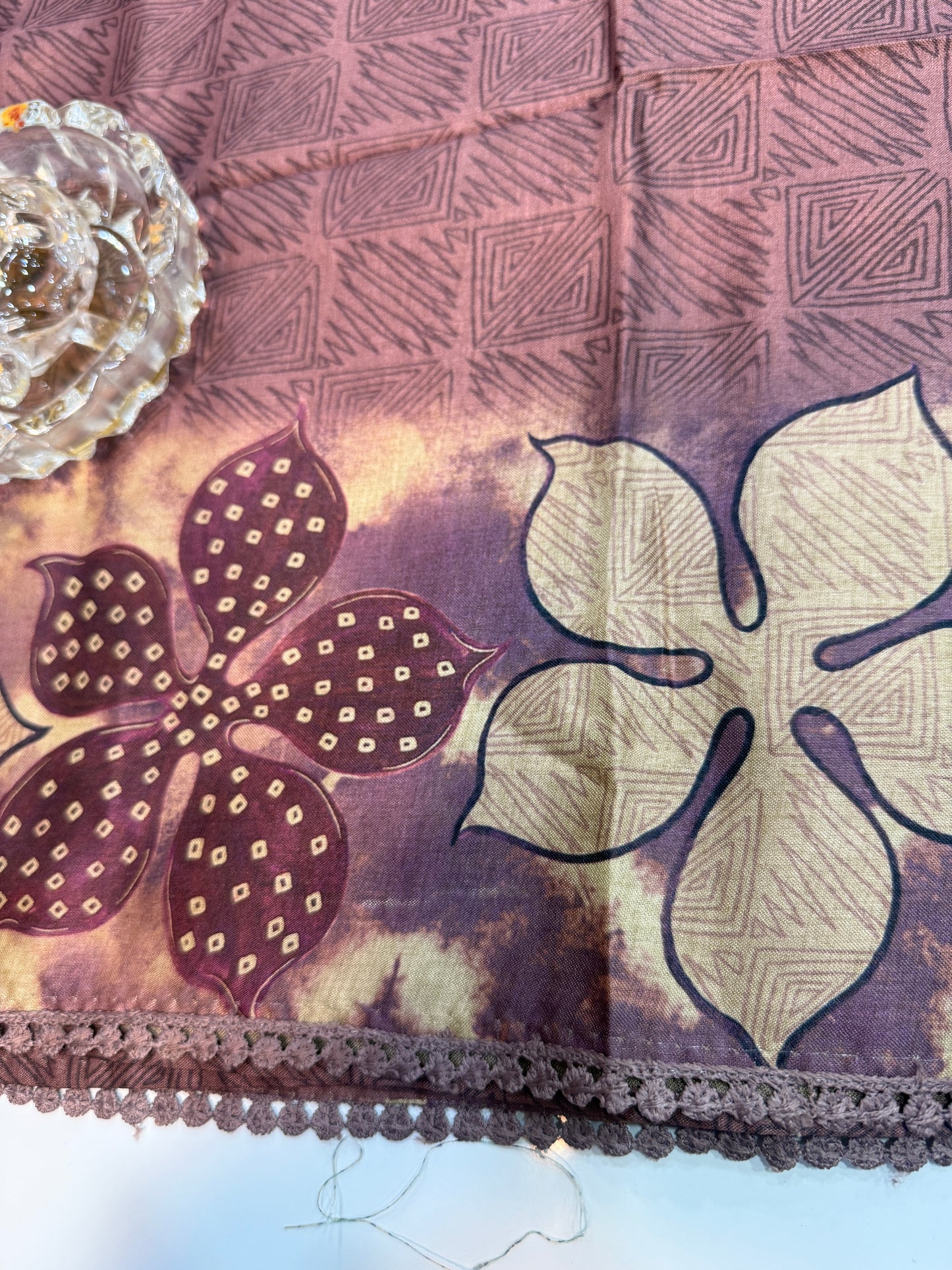 Nilambari Silk Floral Printed Saree with Lace Border