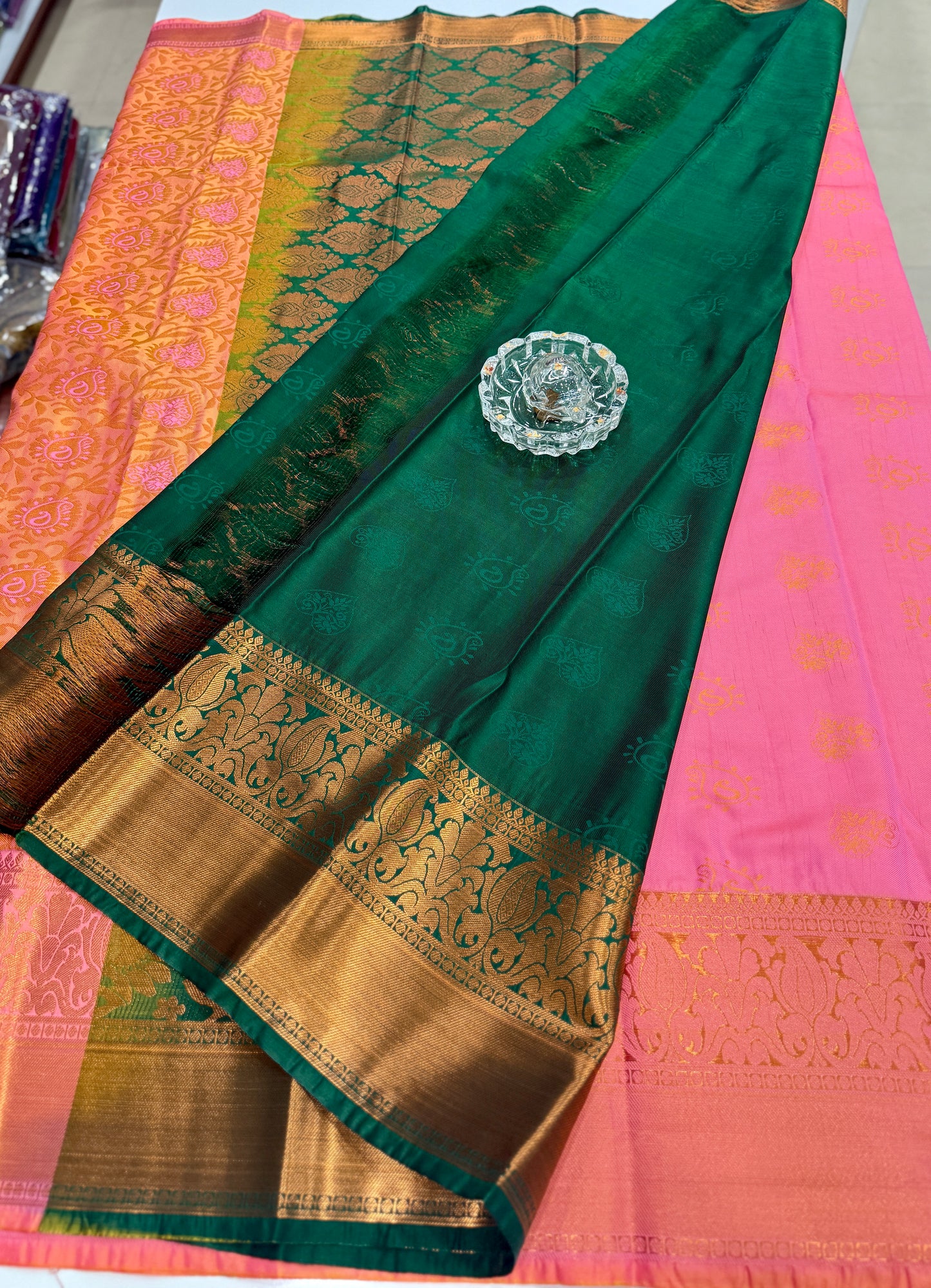 Bridal Soft Silk Saree with Jacquard Weaving & Contrast Border for Women