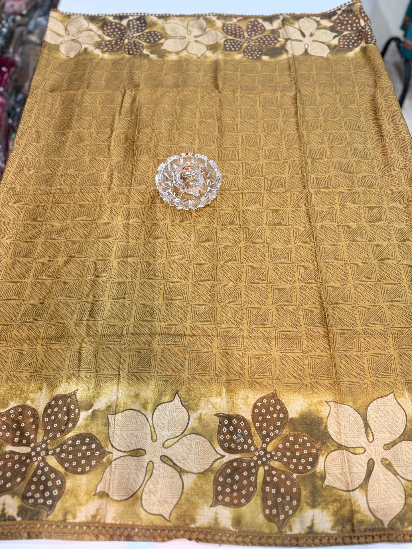 Nilambari Silk Floral Printed Saree with Lace Border