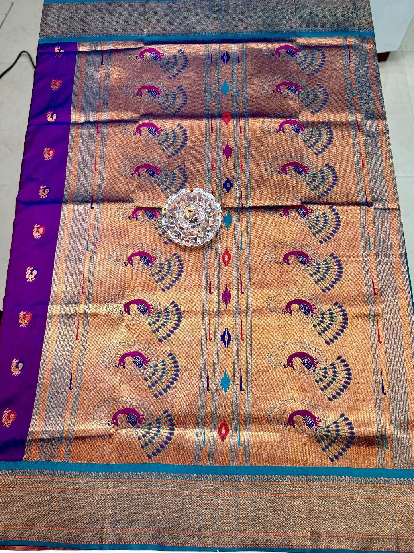 Paithani Soft Silk Saree with Zari Weaving and Contrast Blouse