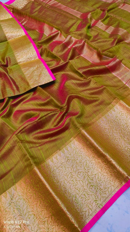 Luxurious Keshori Silk Sarees with Blouse Piece