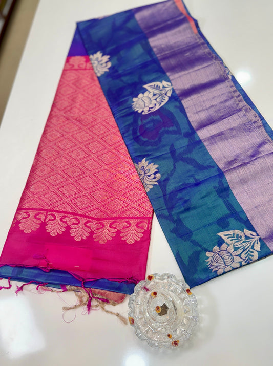 Pochampalli Printed Silk Saree with Satin Border and Blouse – Powerloom Weave for Women