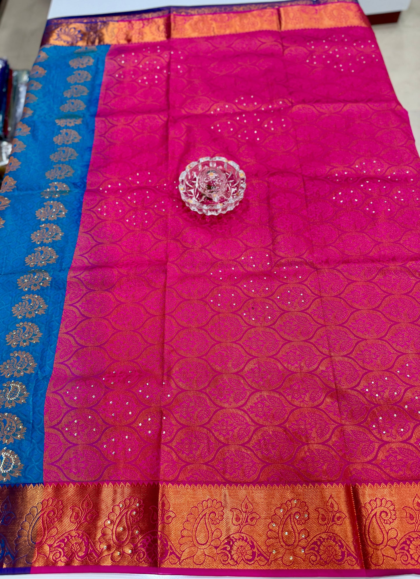 Soft Silk Saree with Cutwork and Stone Embellishments for Women