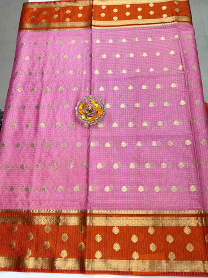 Banarasi Warm Silk Soft Saree with Zari Checks and Buti Motifs for Women