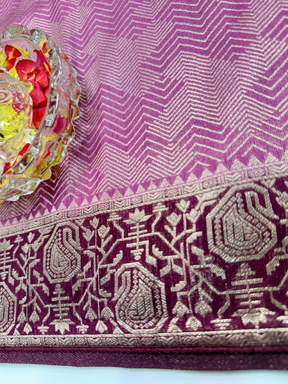 Pure Crepe Saree with Designer Contrast Blouse – Lightweight Festive Wear for Women