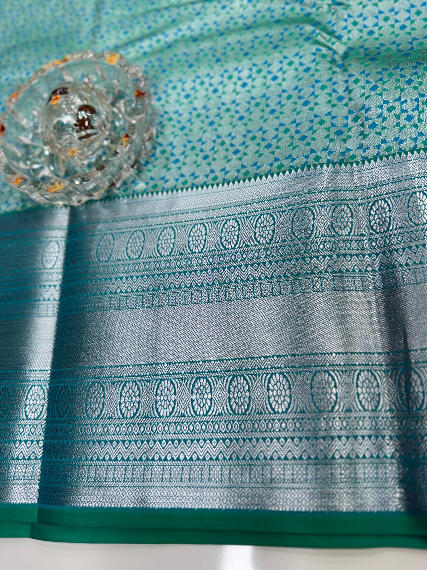 Traditional Kanchipuram Style Silk Saree for Women with Zari Border and Blouse Piece | Power-loom Woven Saree