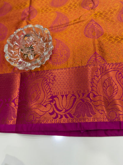 Bridal Soft Silk Saree with Jacquard Weaving & Contrast Border for Women