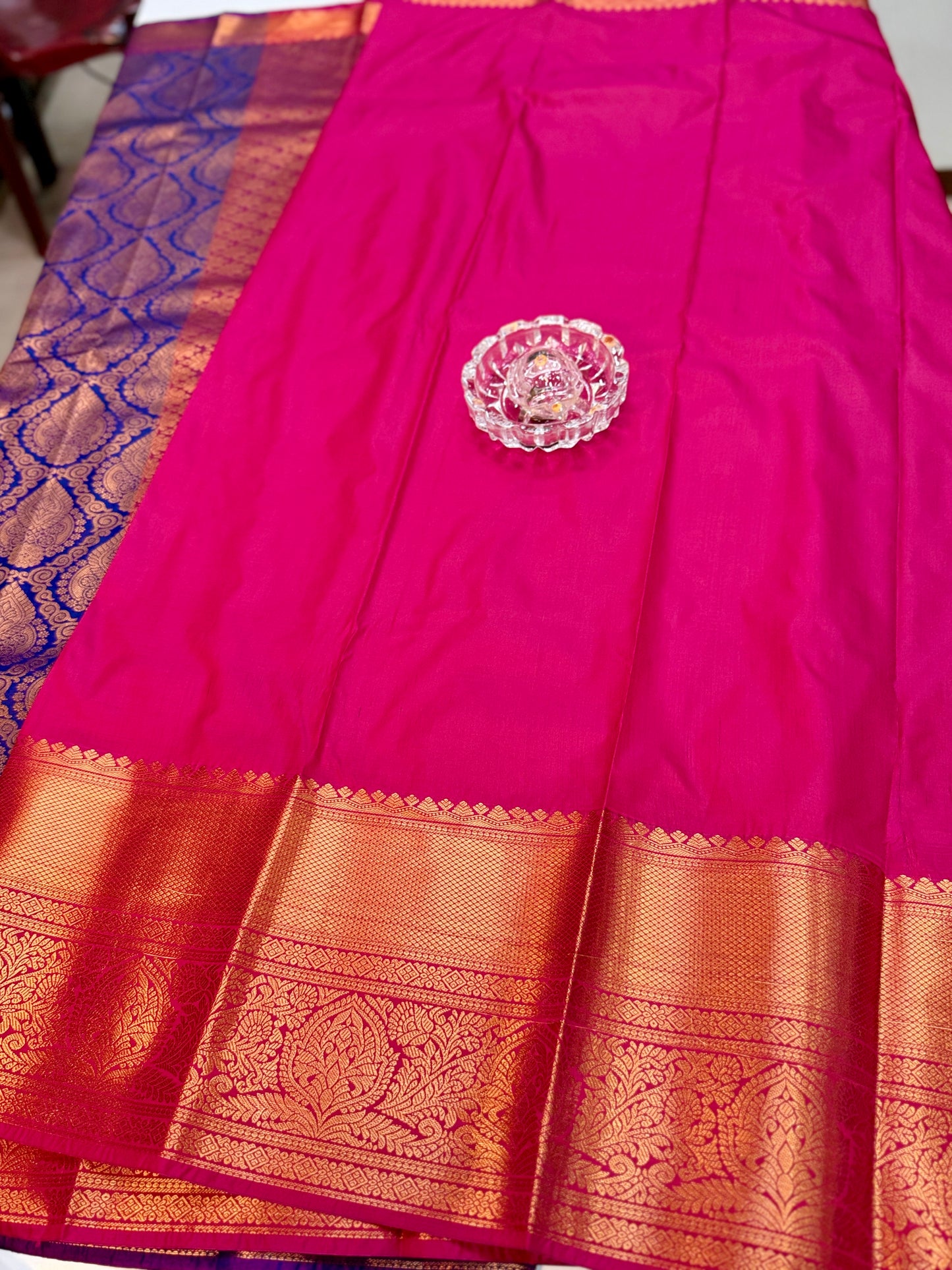 Bridal Kanchipuram Style Silk Saree with Rich Zari Border – Festive Wear