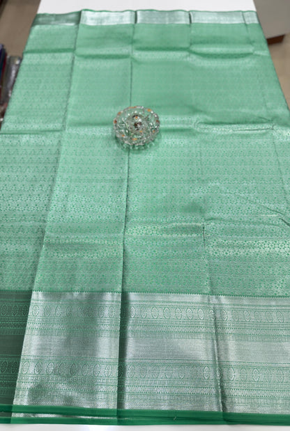 Traditional Kanchipuram Style Silk Saree for Women with Zari Border and Blouse Piece | Power-loom Woven Saree