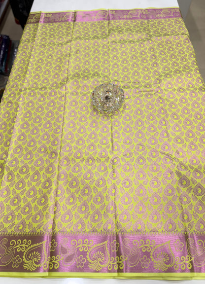 Bridal Soft Silk Saree with Jacquard Weaving & Contrast Border for Women