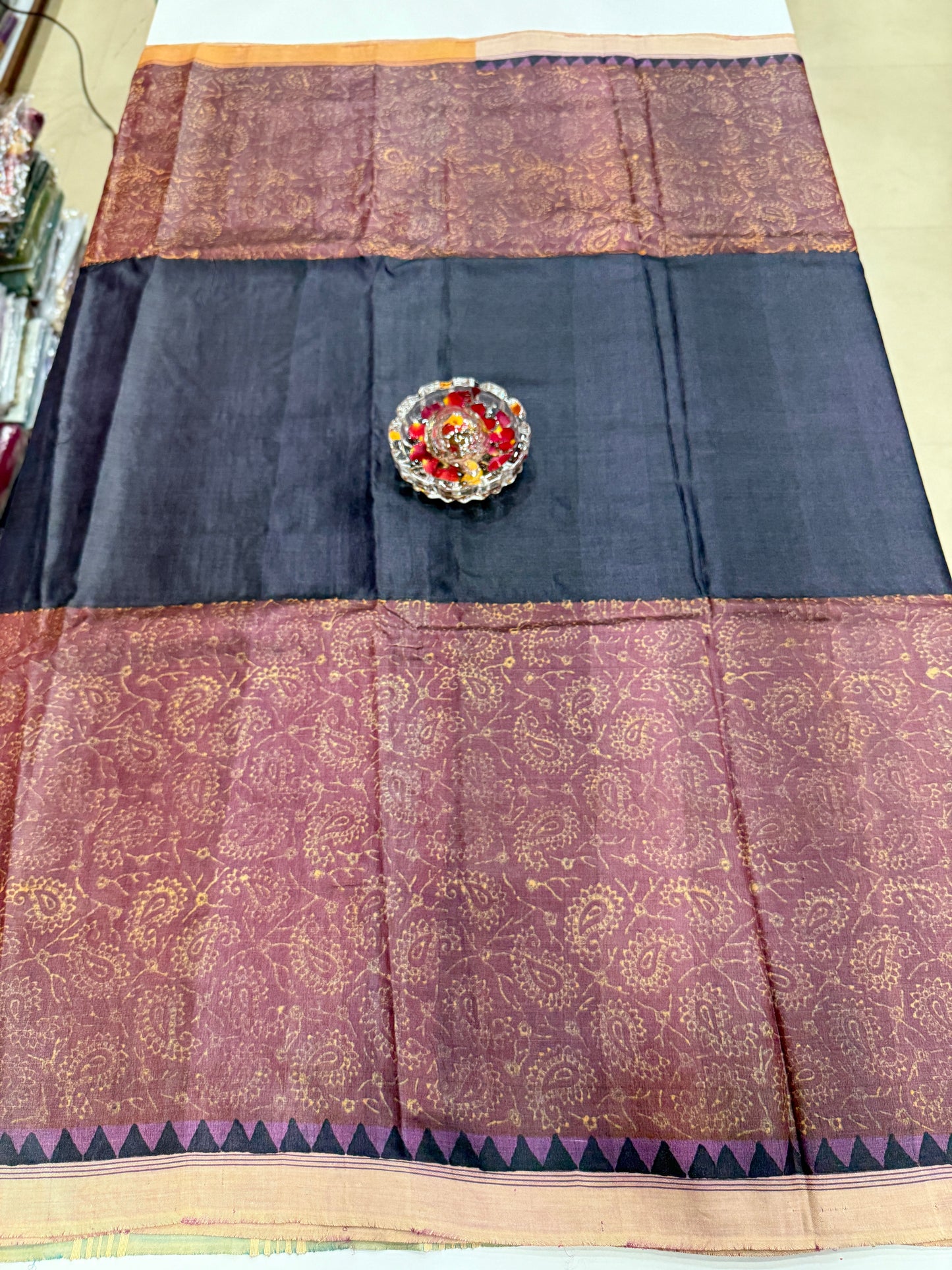 Pure Kosa Tussar Silk Printed Saree with Blouse – Handwoven Chhattisgarh Silk Mark Certified Saree