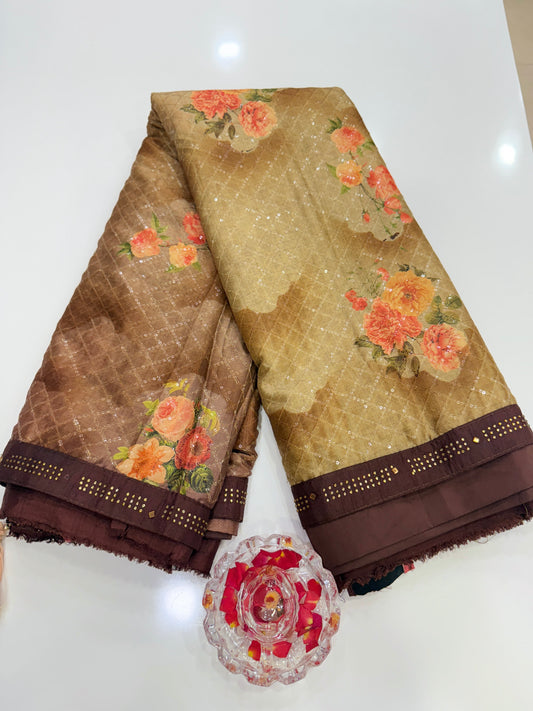 Designer Silk Saree with Embroidery Lace Work, Patchwork and Art Silk Blouse