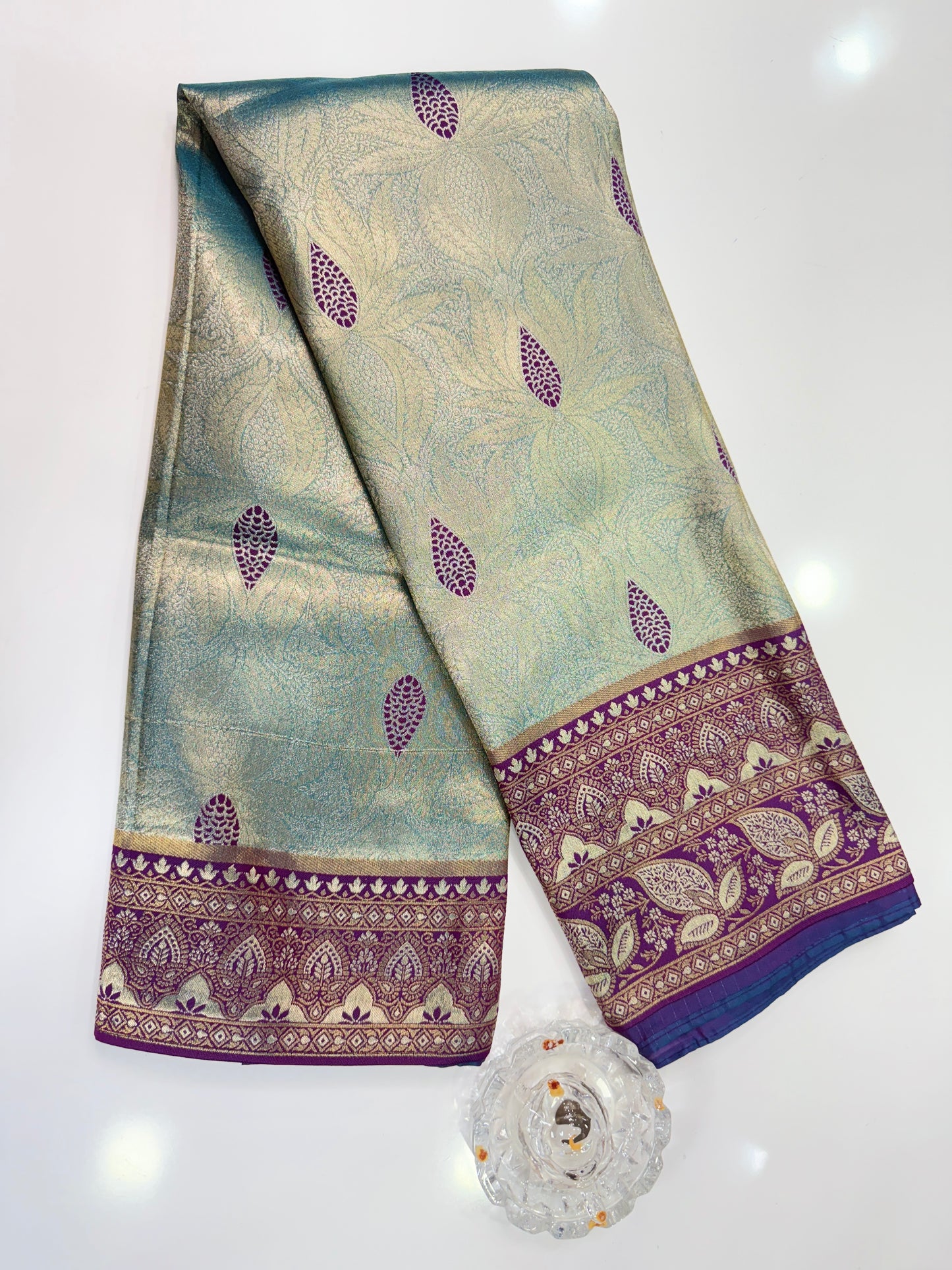 Kanjivaram Soft Silk Saree with Meenakari Weaving, Broad Pattu and Potli Tassels – Wedding Silk Saree for Women