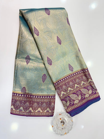 Kanjivaram Soft Silk Saree with Meenakari Weaving, Broad Pattu and Potli Tassels – Wedding Silk Saree for Women