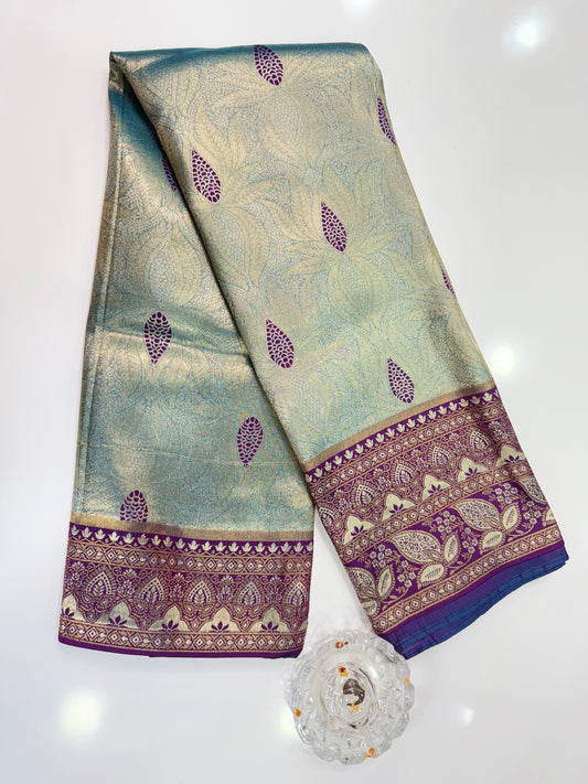 Kanjivaram Soft Silk Saree with Meenakari Weaving, Broad Pattu and Potli Tassels – Wedding Silk Saree for Women