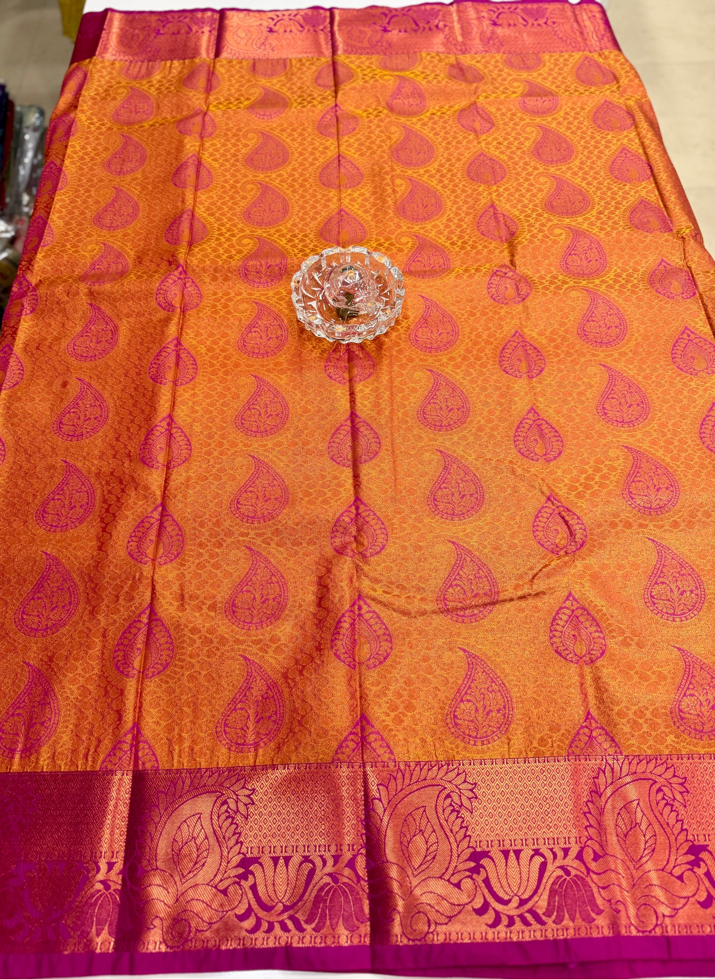 Bridal Soft Silk Saree with Jacquard Weaving & Contrast Border for Women