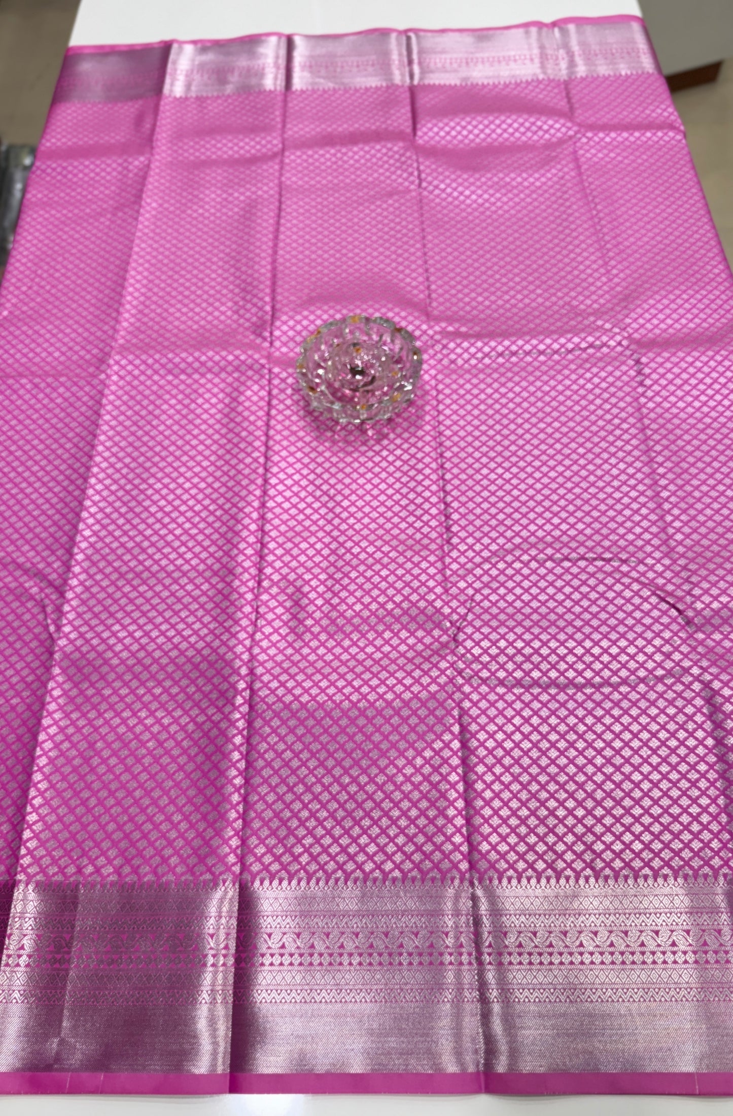 Traditional Kanchipuram Style Silk Saree for Women with Zari Border and Blouse Piece | Power-loom Woven Saree