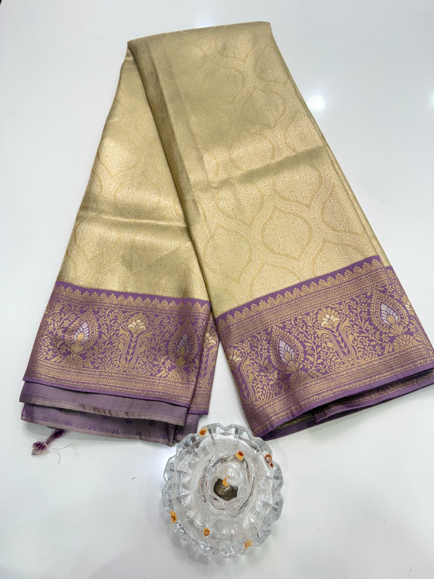 Kanjivaram Soft Silk Saree with Meenakari Weaving, Broad Pattu and Potli Tassels – Wedding Silk Saree for Women