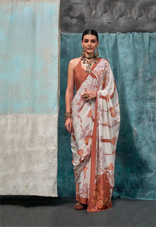 Pure Crepe Saree with Elegant Design and Matching Blouse Piece – Festive & Wedding Wear for Women