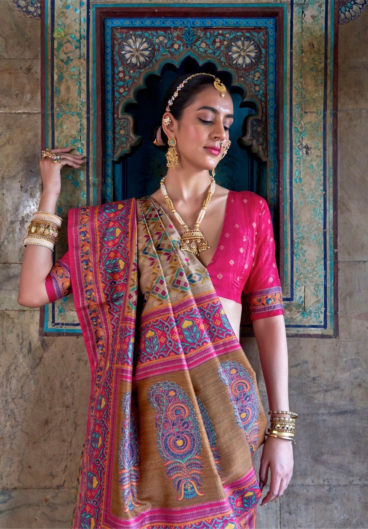 PV Silk Saree with HB Luxury Print and Gloss Finish – Party and Festival Wear Saree for Women