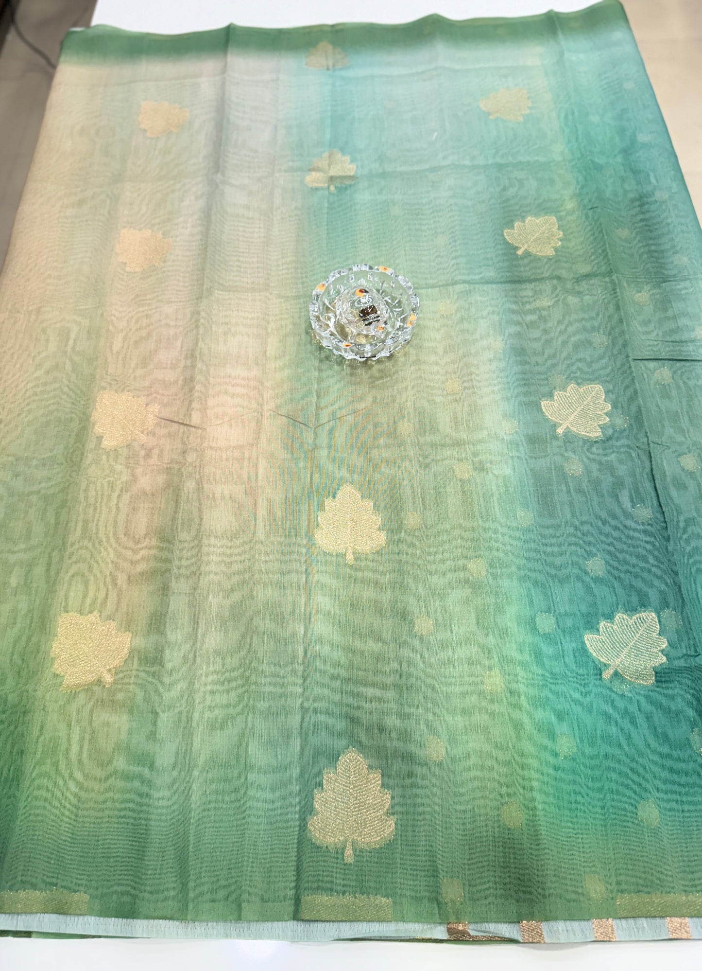 Soft Handloom style Silk Saree with Zari Leaf Weaving and Gradient Shading – Festive Wear Saree for Women