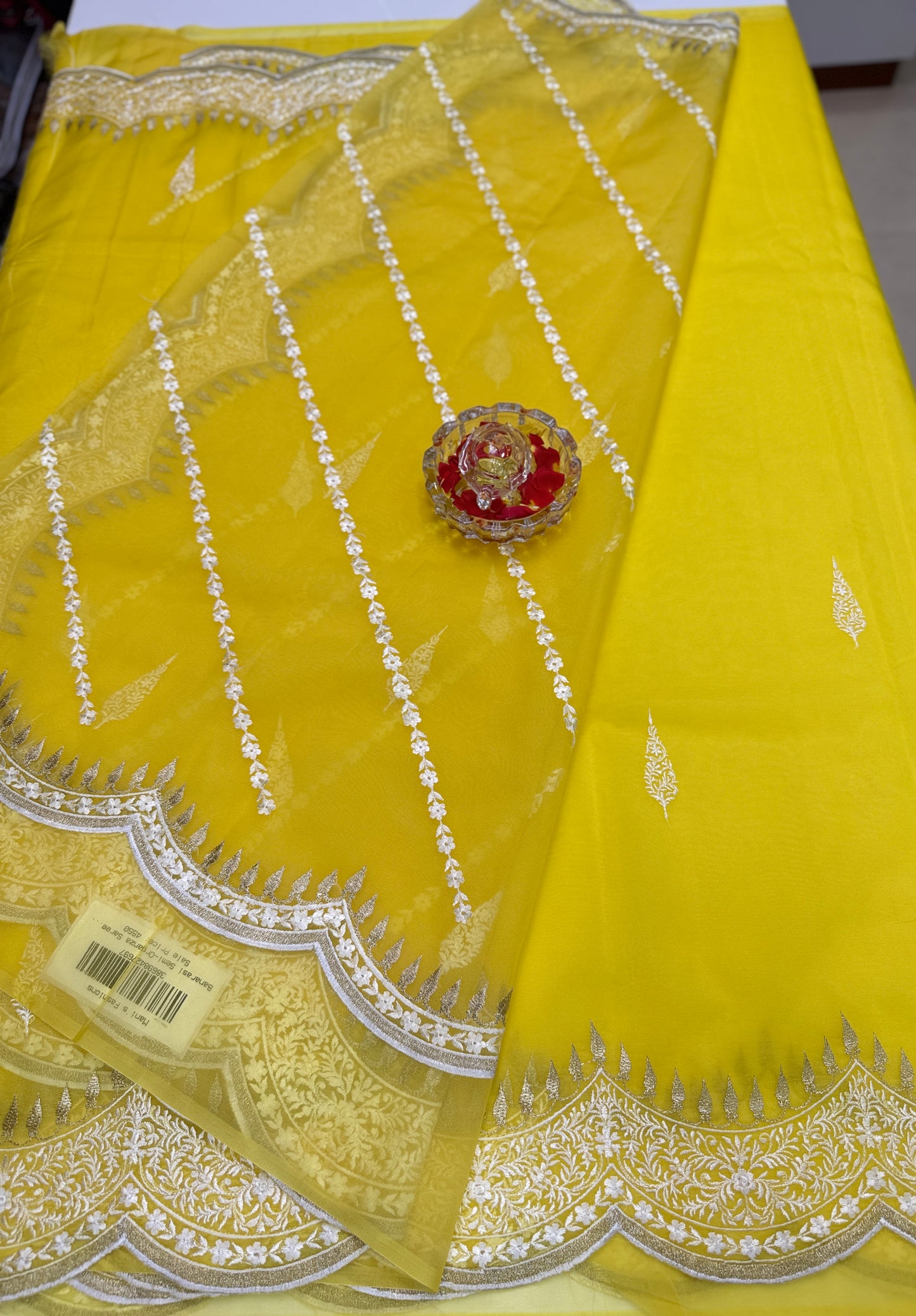 Banarasi Semi Organza Soft Saree with Embroidery Border and Blouse Design – Festive Wear