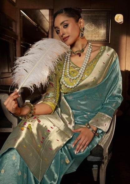 tissue paithani saree with embroidered designer blouse – premium ethnic wear for women