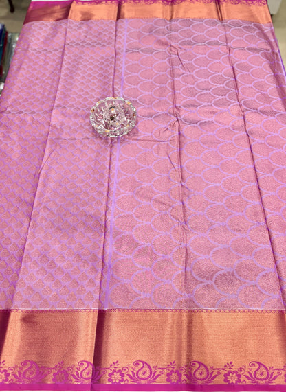 Soft Silk Saree with Traditional Zari Border and All-Over Weaving Design for Women