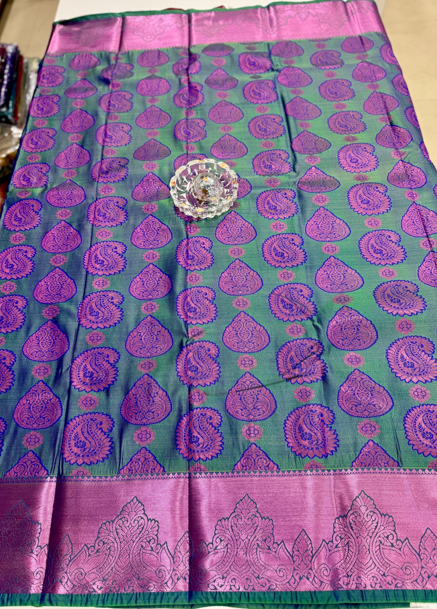 Bridal Soft Silk Saree with Jacquard Weaving & Contrast Border for Women